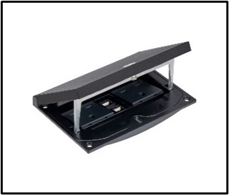 KFH246U/74 - Black metal finish - 2no. 13amp sockets / 2no. Cat6 data - Manual lock